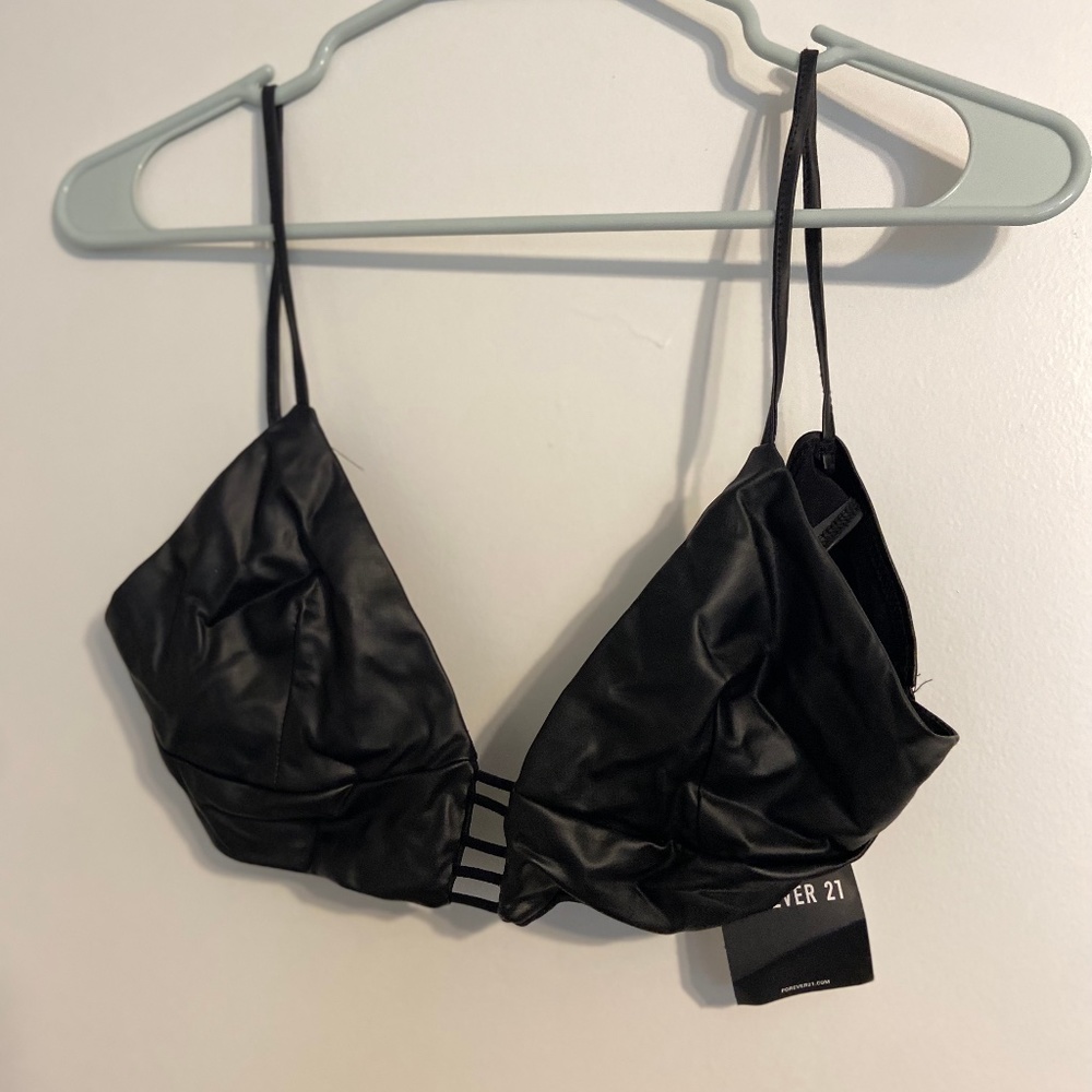 Faux Leather Bra/ Top